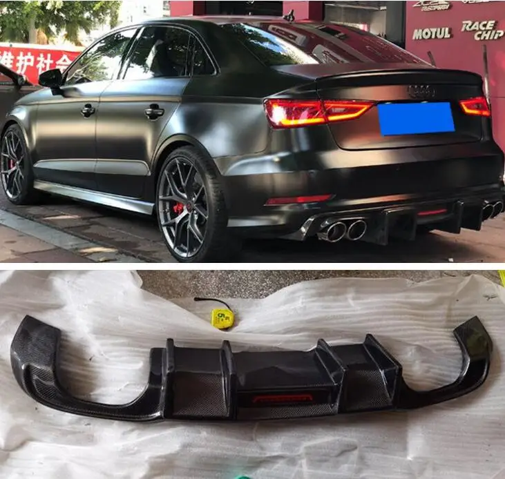 

REAL CARBON FIBER REAR BUMPER TRUNK LIP SPOILER DIFFUSER For Audi A3 SLINE S3 RS3 SEDAN 2014 2015 2016 / 2017 2018 2019 2020