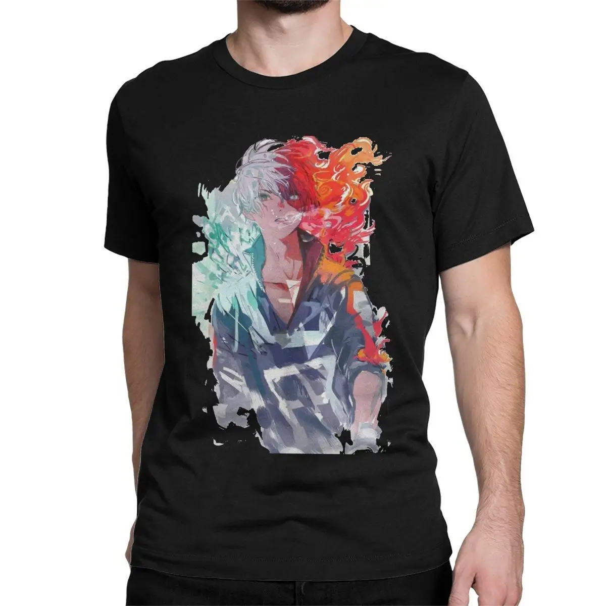 

Todoroki My Hero Academia T Shirts Men Pure Cotton Funny T-Shirt Crew Neck Harajuku Anime Japan Tee Shirt Clothing Gift Idea