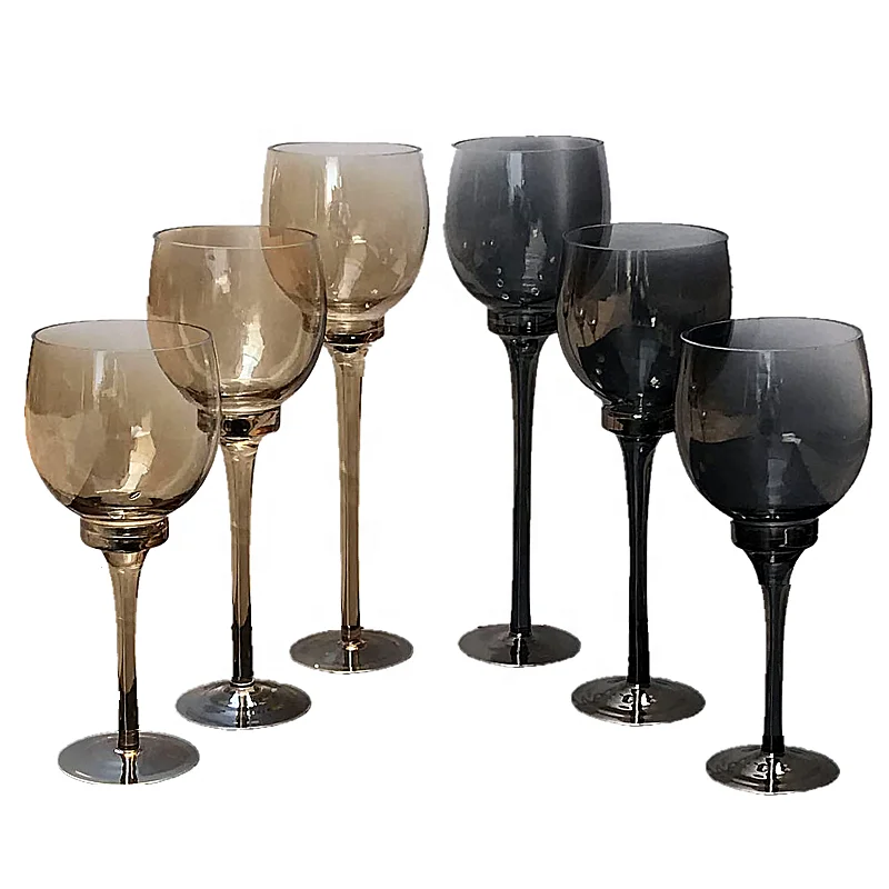 

Customize 3 size ball shape top electroplate glass candle holder