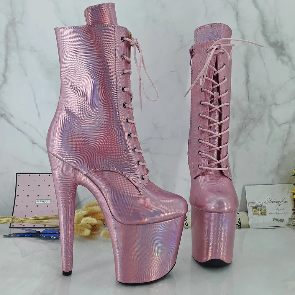 Leecabe Pink UPPER 20CM/8Inch Women's Platform disco party High Heels Shoes Pole Dance boot
