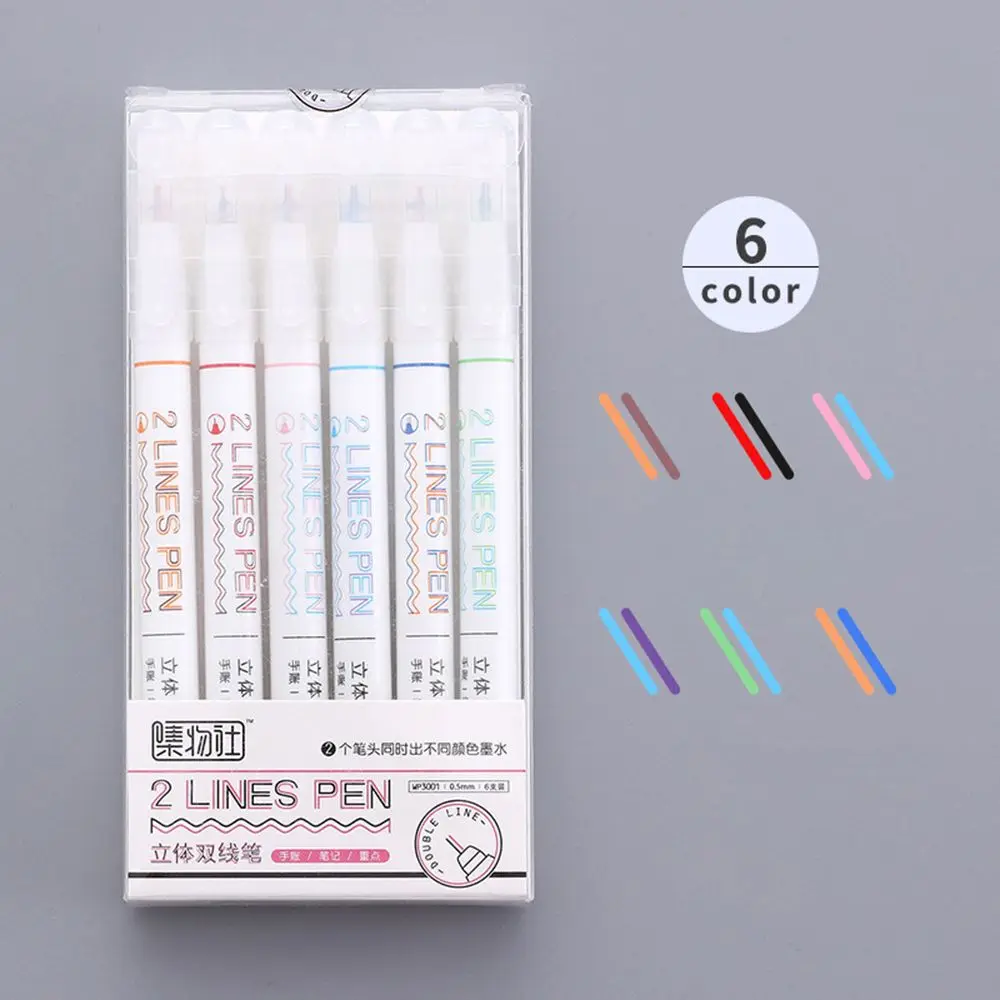 

School Journal Decor DIY Scrapbooking Drawing Marker 2 Lines Pen Color Ink Double Line Pen