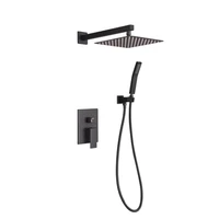 new arrival matt black rainfall concealed shower set hot and cold shower mixer in wall mounted bathroom shower