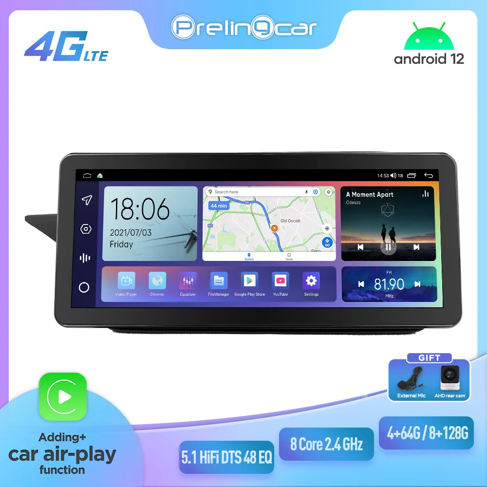 

Prelingcar 12,3 "для Benz E Class 2010-2015 Android 12 автомобильный монитор 128G Carplay RDS GPS Встроенный 2din Радио DVD плеер 5,1 HIFI DST