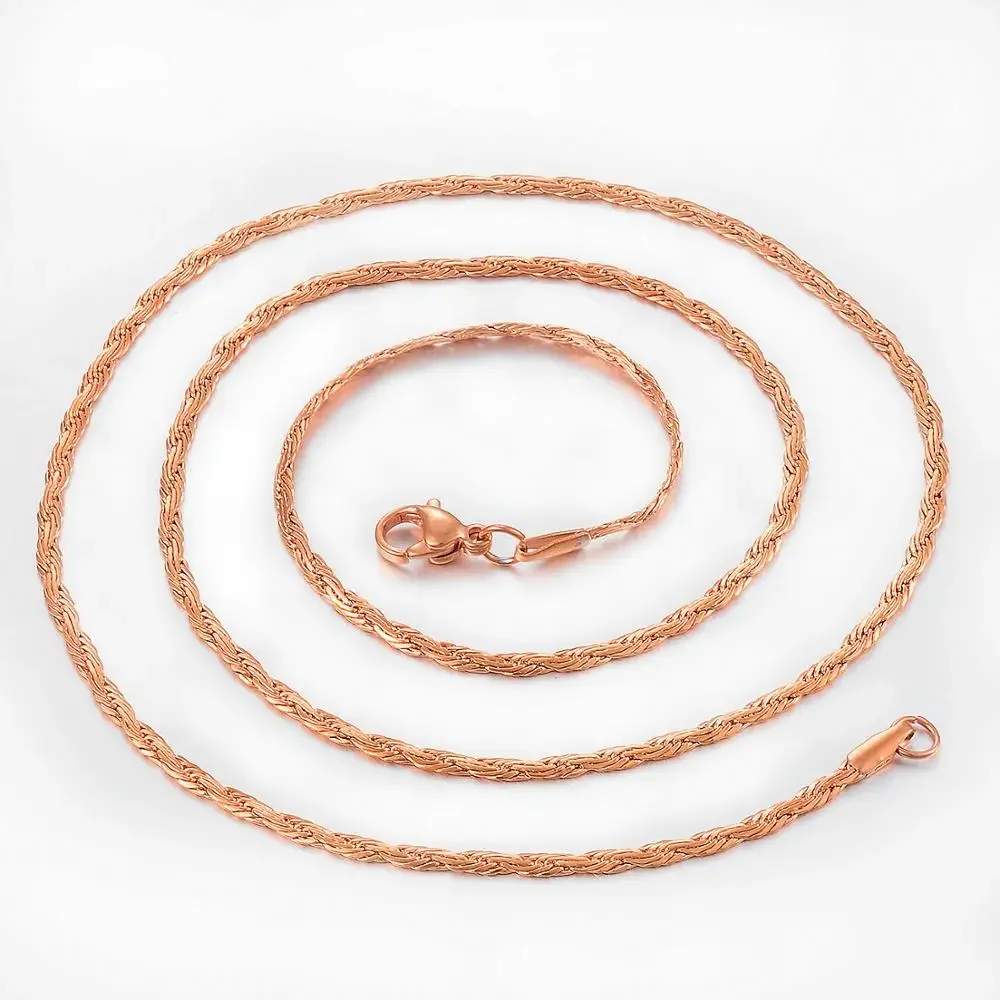 Модное ожерелье из нержавеющей стали с веревочной цепочкой и волнами