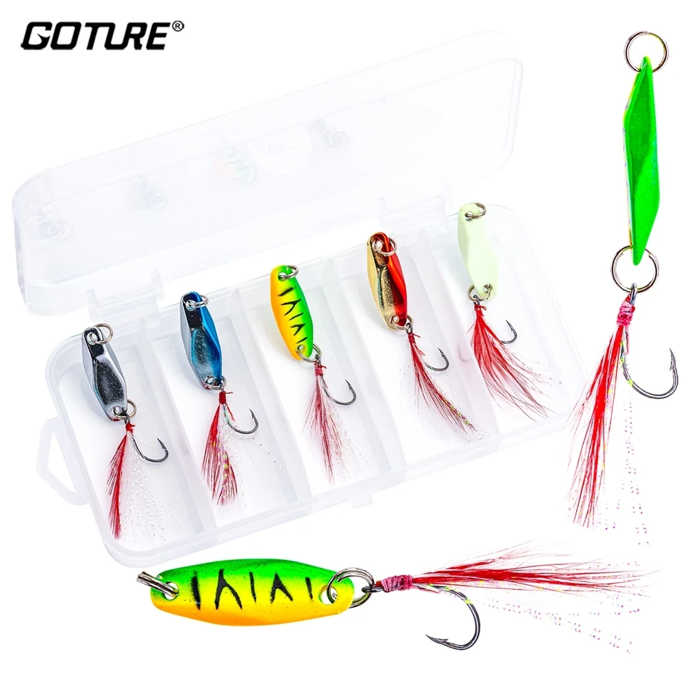 

Goture 5Pcs/lot Hexagonal Cut Spoon 3.5g/7g/14g/21g High-quality Metal Fishing Lure Universal Water Layer Long Range Throw Bait