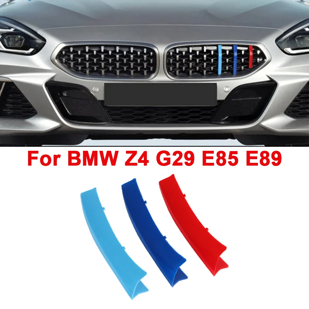 Фото 3 шт. ABS для BMW Z4 E85 2002-2008 E89 2009-2018 G29 19-up автомобильная передняя решетка декоративные полоски 3 цвета внешние аксессуары №1