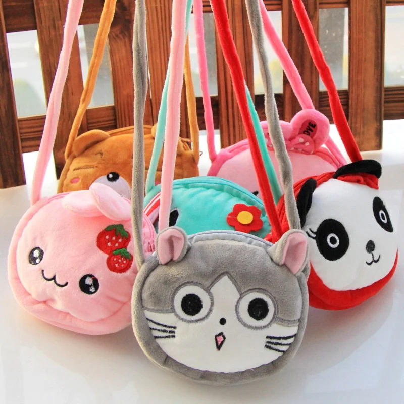 

Милый детский кошелек для мелочи, Мультяшные плюшевые сумки-мессенджеры, милые животные, панда, кот, кролик, пушистая сумка через плечо для малышей, детского сада