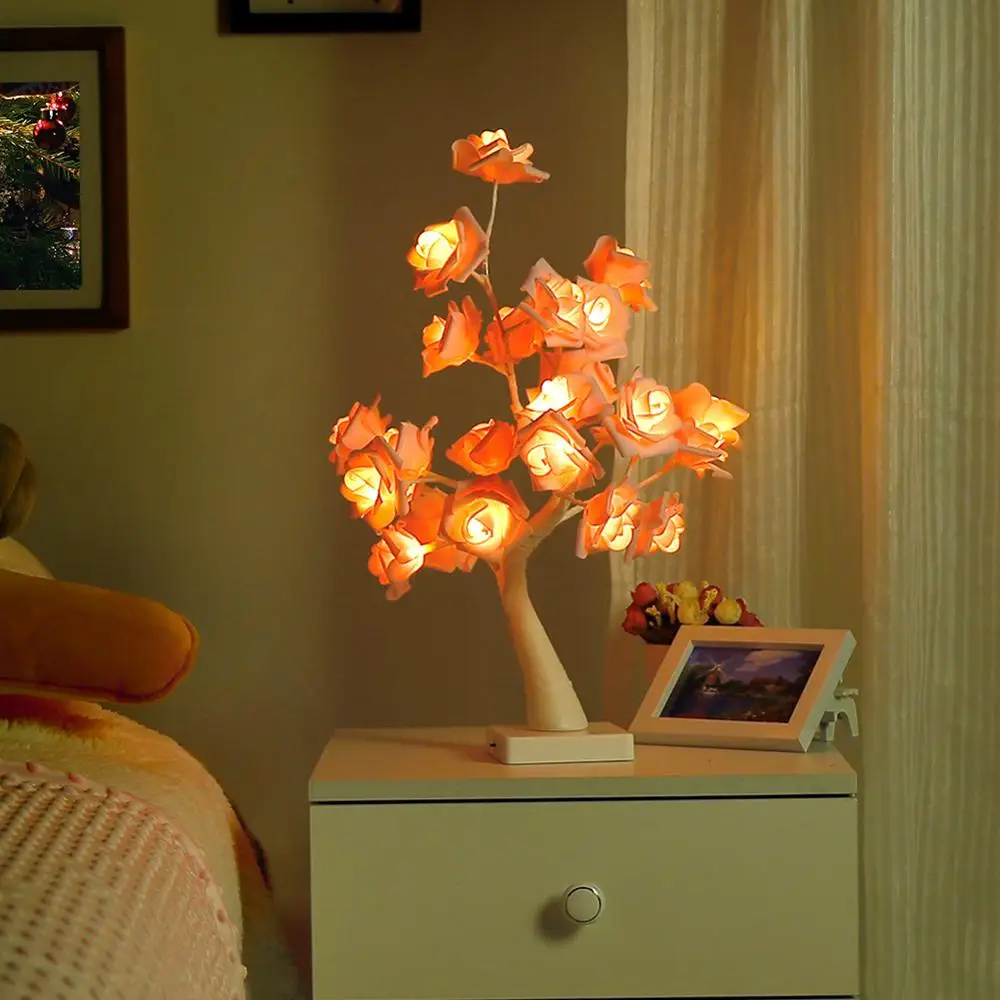 

LED Night Light Rose Flower Tree USB Desk Lamp Christmas Decoration Gift for Home Decor LED Lamp Decoration Bedroom LED Lights