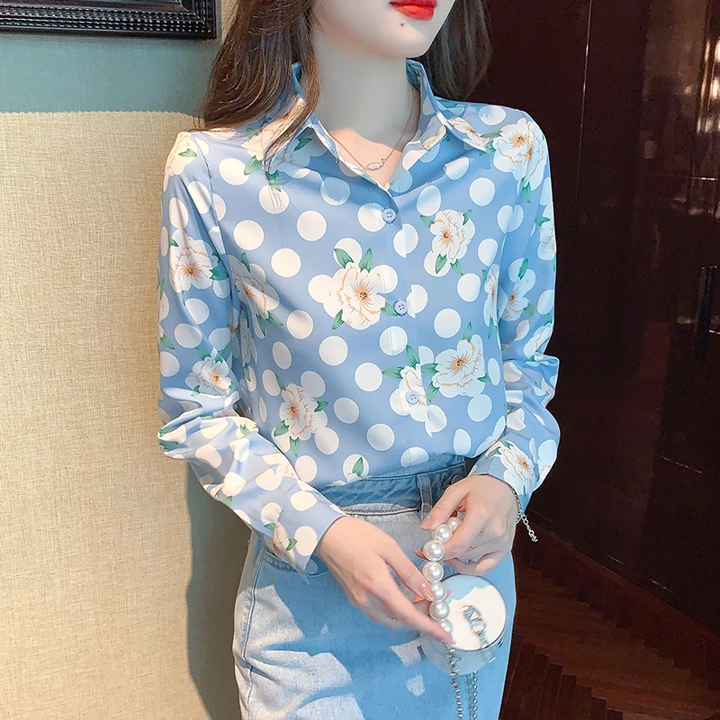 

Женская рубашка с длинным рукавом, модная Повседневная Блузка с принтом, весна-осень 2022