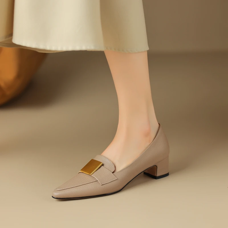 Женские новые удобные и минималистские туфли Lefu с острым металлическим