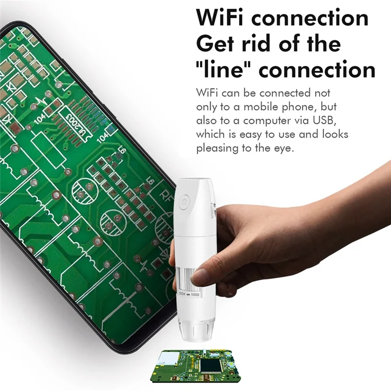 Беспроводной цифровой микроскоп 50X-1000X Wi-Fi USB портативный ручной микроскоп для монет с 8 светодиодами (art.: 3920cdb183d91) - 3920cdb183d91