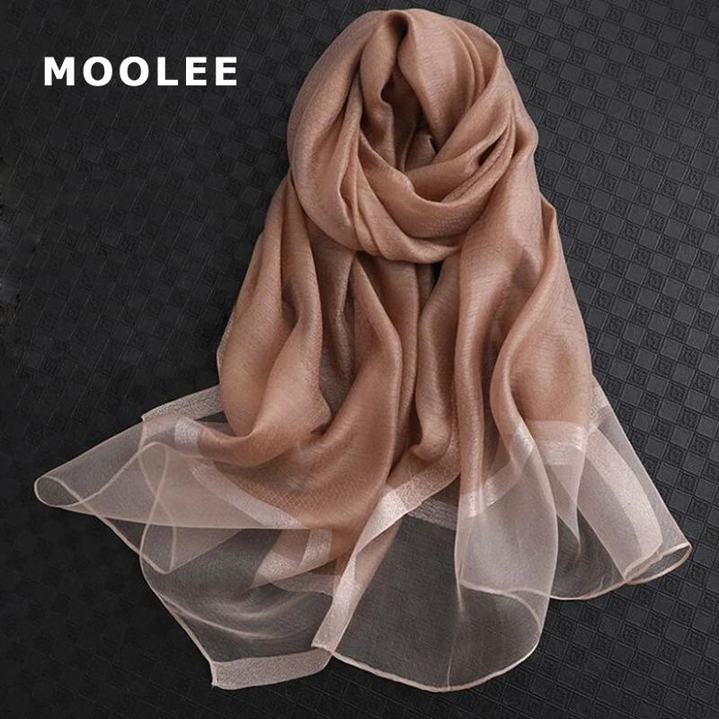 

Luxury Women Silk Scarf Pure Color Gold Silk Sequined Silk Muffler Simple Sun Protection Beach Shawl Ladies Muslim Instant Hijab