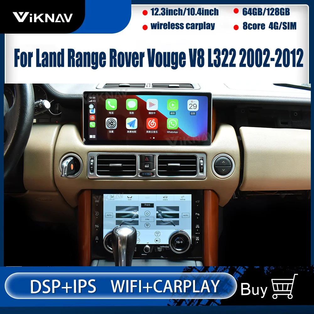 

Автомагнитола на Android для Land Range Rover Vogue V8 L322 2002-2012, обновленный беспроводной сенсорный экран CarPlay, 8 + 128 ГБ, автомагнитола, стерео