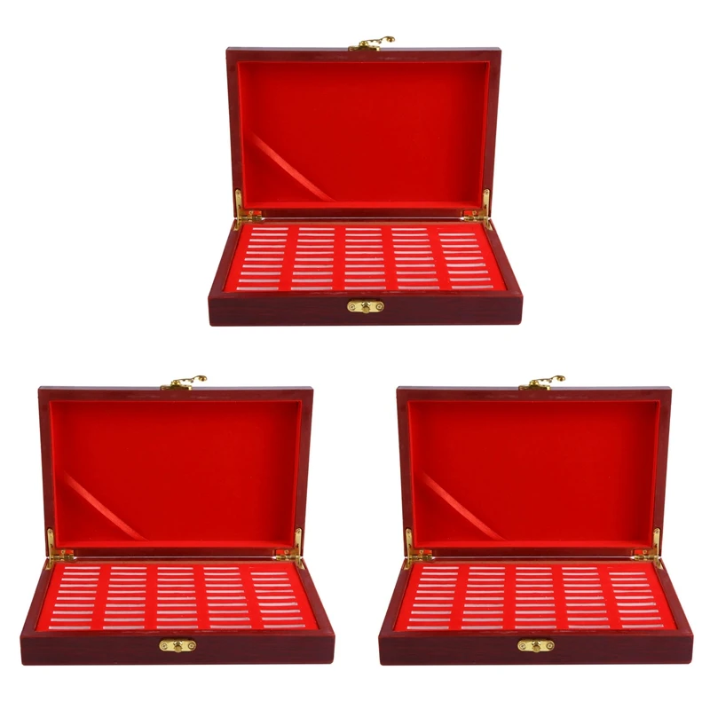 

150 Pcs Wood Coin Protection Display Box Storage Case Holder Round Box Commemorative Collection Box