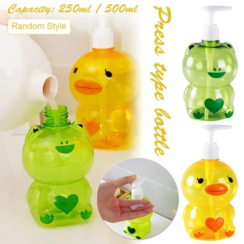 

250ml Portable Kids Cute Animal Soap Dispenser Frog/duck Shape Push-type Dispenser Shampoo And Shower Gel Dispensing Bottle