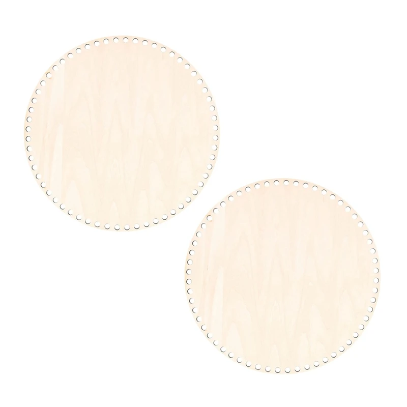 

2X 30Cm Natural Wooden Basket Bottom With Hole, Circle Blank Wood Base For DIY Knitting Crochet Bag Bottom Shaper Craft