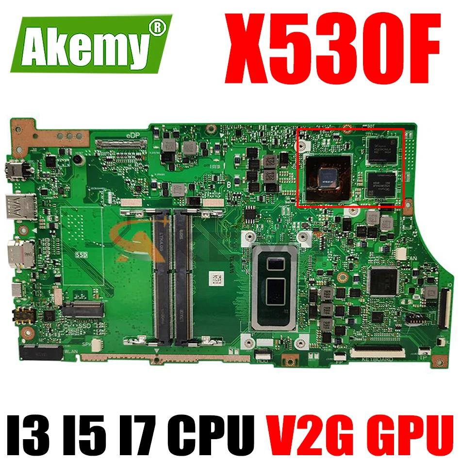 

X530F Laptop Motherboard I3-8145U I5-8265U I7-8565U CPU V2G GPU for ASUS S15 S530 S530F X530F X530FN S5300F X530FA Mainboard