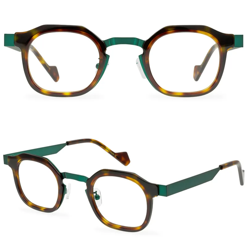 

Acetate Glasses Frame Unisex Fashion Square Eyeglasses Brand Designer Matched with Myopia Lenses