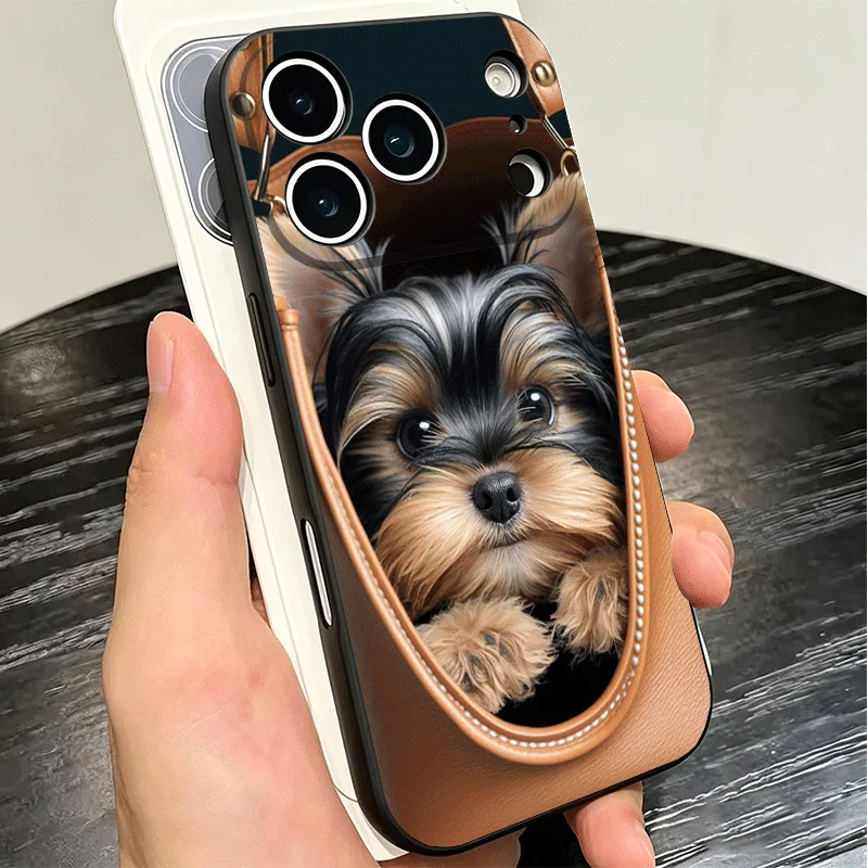 Фото Чехол для телефона с изображением йоркширского терьера из силикона для iPhone 11 12 13 14 15 16 17 Pro Max 16E 17E Air Mini X XS, черный, мягкий №3