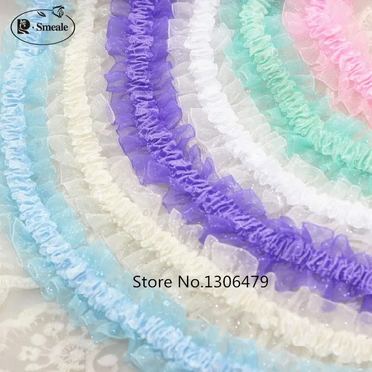 

5-10M Wide 4cm elastic velvet ribbon strip ruffled lace trim DIY hair head decoration materials fold lace RS2163