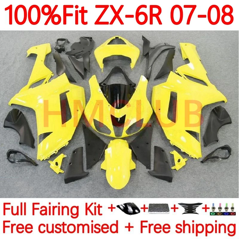

OEM Injection For KAWASAKI NINJA ZX-6R ZX636 ZX 636 6R 6 R ZX-636 ZX6R 2007 2008 600CC ZX600 07 08 Fairing 57No.7 yellow stock