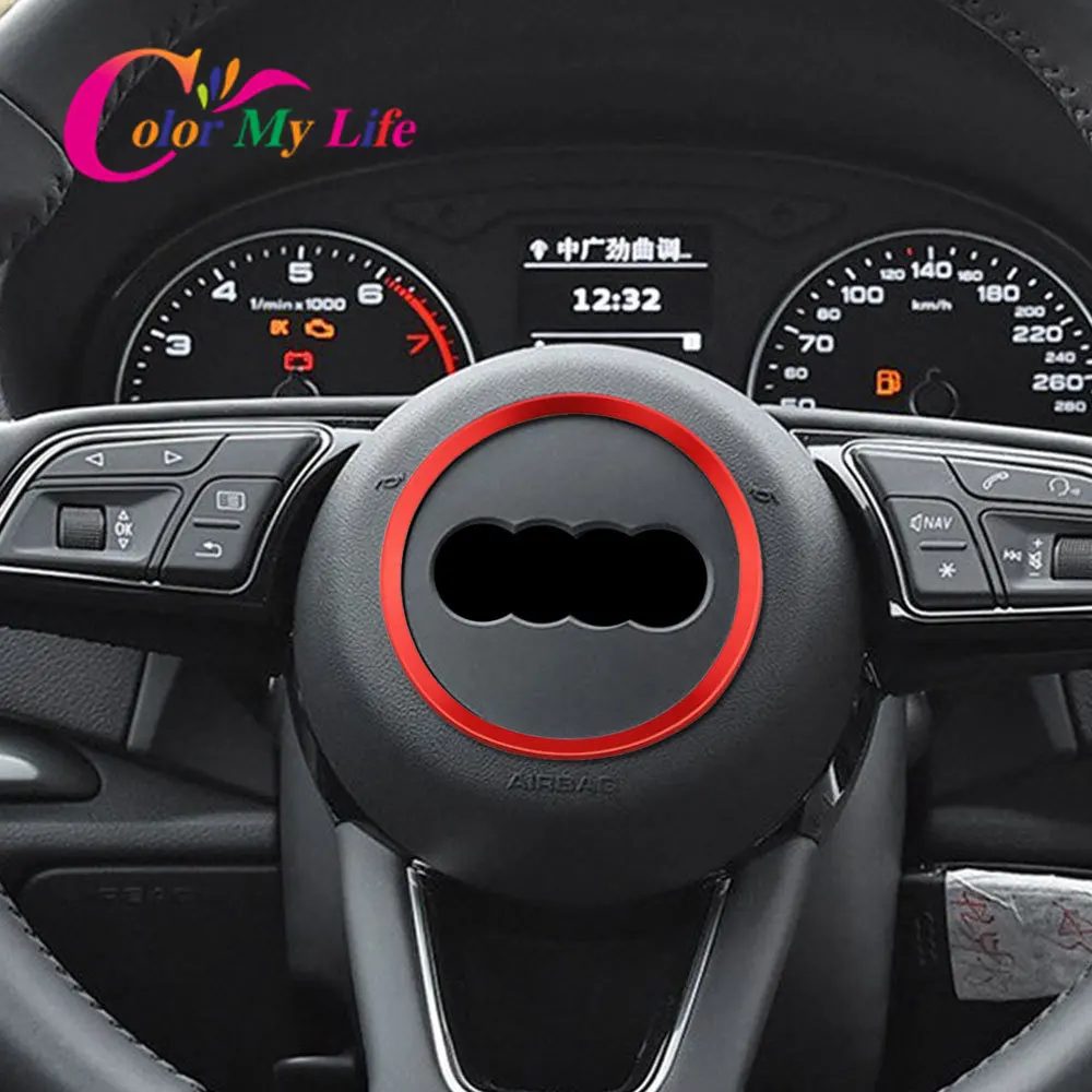 

Автомобильный руль из нержавеющей стали, декоративная круглая отделка, наклейка для Audi A4 B5 B6 B8 A6 C5 A3 A5 Q5 Q7, аксессуары