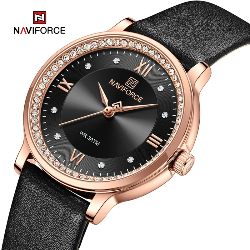 Original Brand NAVIFORCE Women's Watch Fashion Luxury Ladies Waterproof PU Bracelet Quartz Woman Wristwatch Relogio Feminino