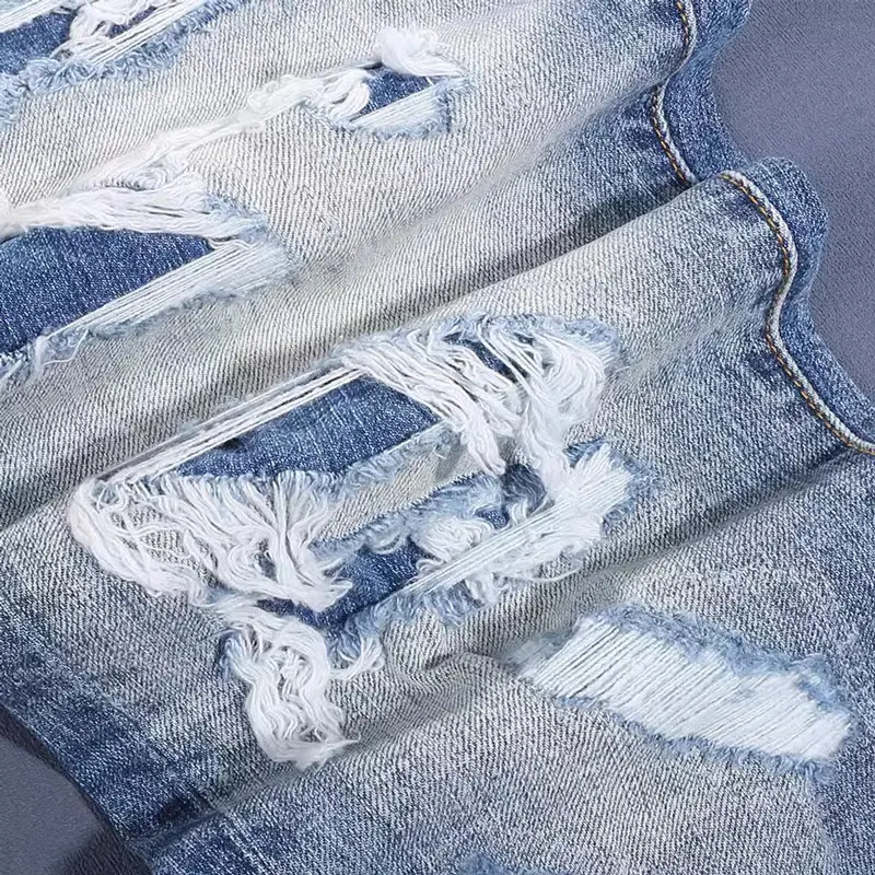 Джинсы мужские Стрейчевые в стиле ретро модные рваные джинсы скинни с вырезами