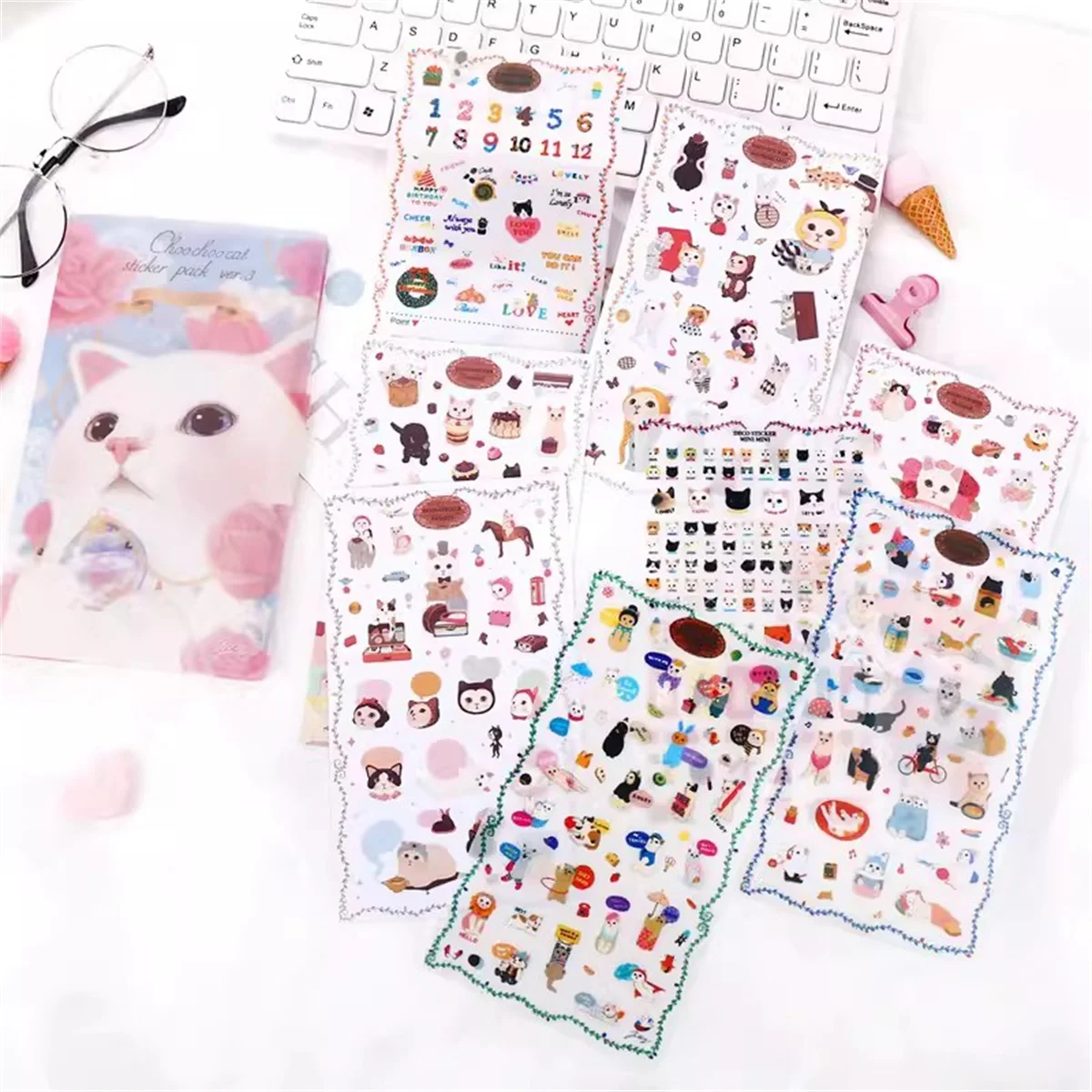 

Набор наклеек с животными для дневника 8 шт