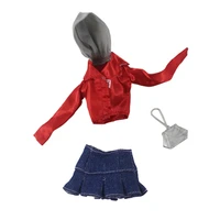 16 dollhouse accessories red 30cm doll clothes for barbie doll outfits coat hoodies top denim skirt purse bag kids toy gift 16
