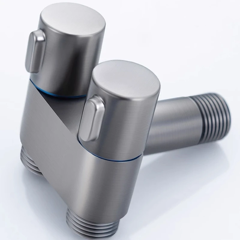 1 PCS In 2 Out Diverter Angle Valve Dual Control Bathroom Faucet For Self-Cleaning (Dark Gray)