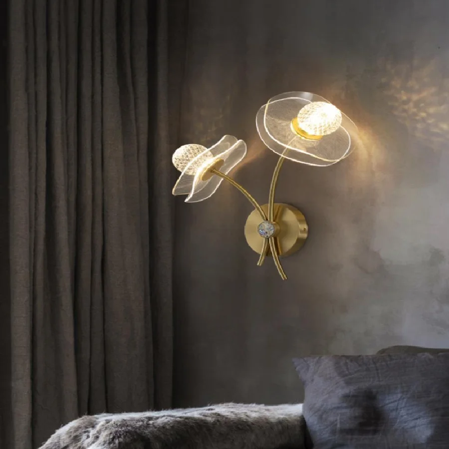 

Nordic Copper LED Wall Lamp Modern Bedroom Bedside Living Room Sofa Background Decor Wall Light Creative Aisle Corridor Lighting