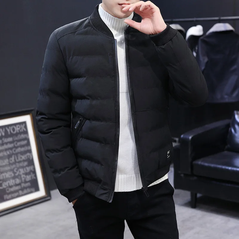 Men's casual stand-up collar cotton jacket warm and thick down cotton jacket
