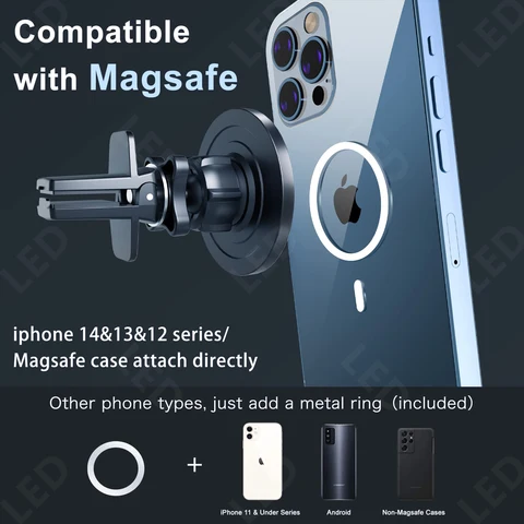 Автомобильное крепление Magsafe, магнитный автомобильный держатель для телефона с зажимом 360° °   Крепление для сотового тел...