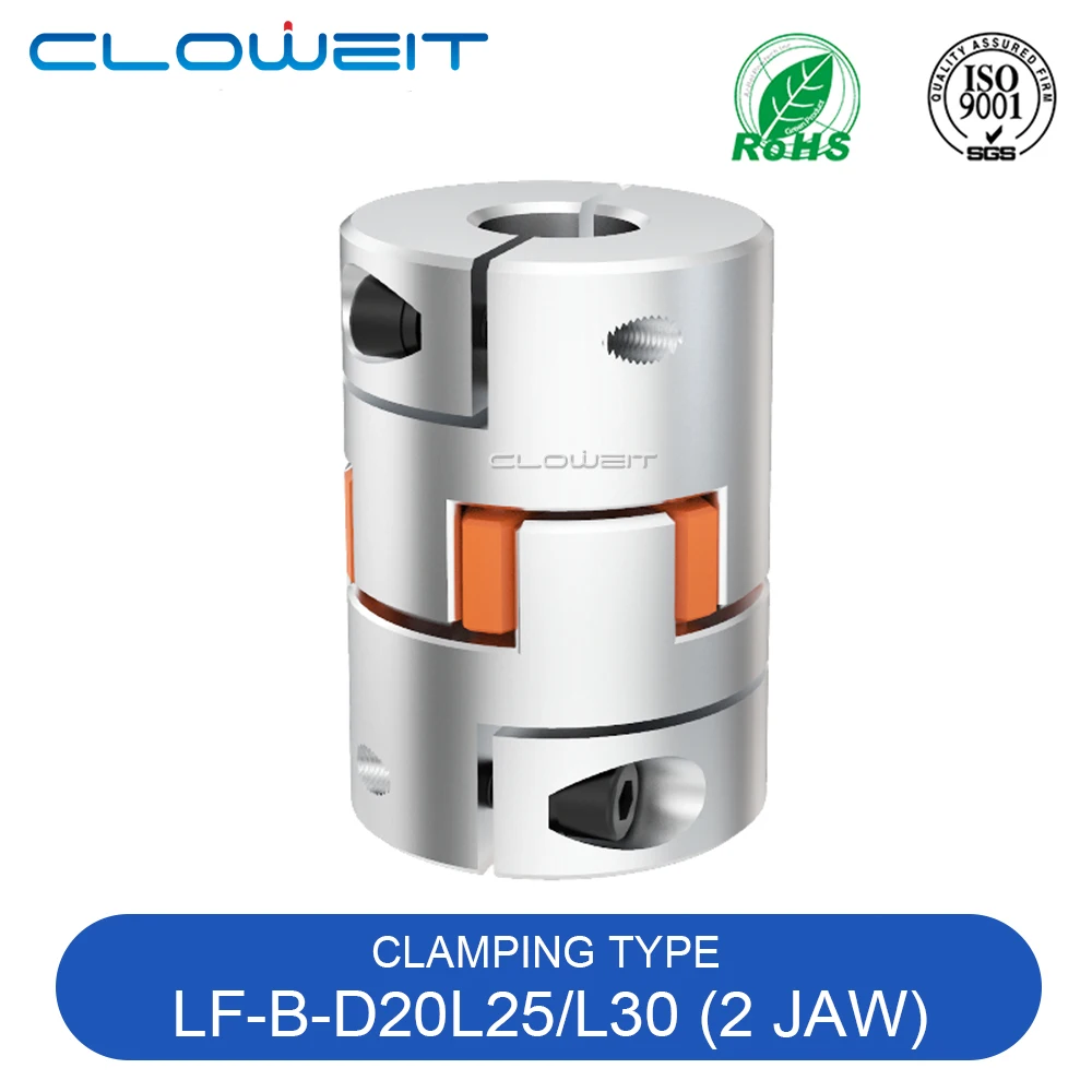 

Cloweit LF-B-D20L25/30 5-14mm Shaft CNC Motor Connect Coupler 2 Jaw Shaft Aluminum Spider Coupling for Dividing Table
