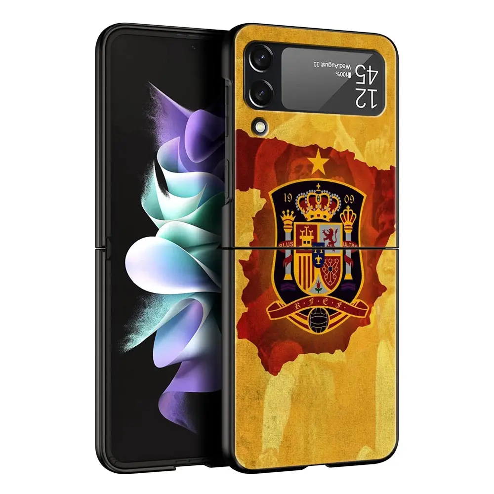 Фото Чехол для телефона с испанским флагом для Samsung Galaxy Z Flip3 Flip4 Flip5, чехол-бампер из поликарбоната для Z Flip 3 4 5, черный жесткий складной чехол-накладка №4