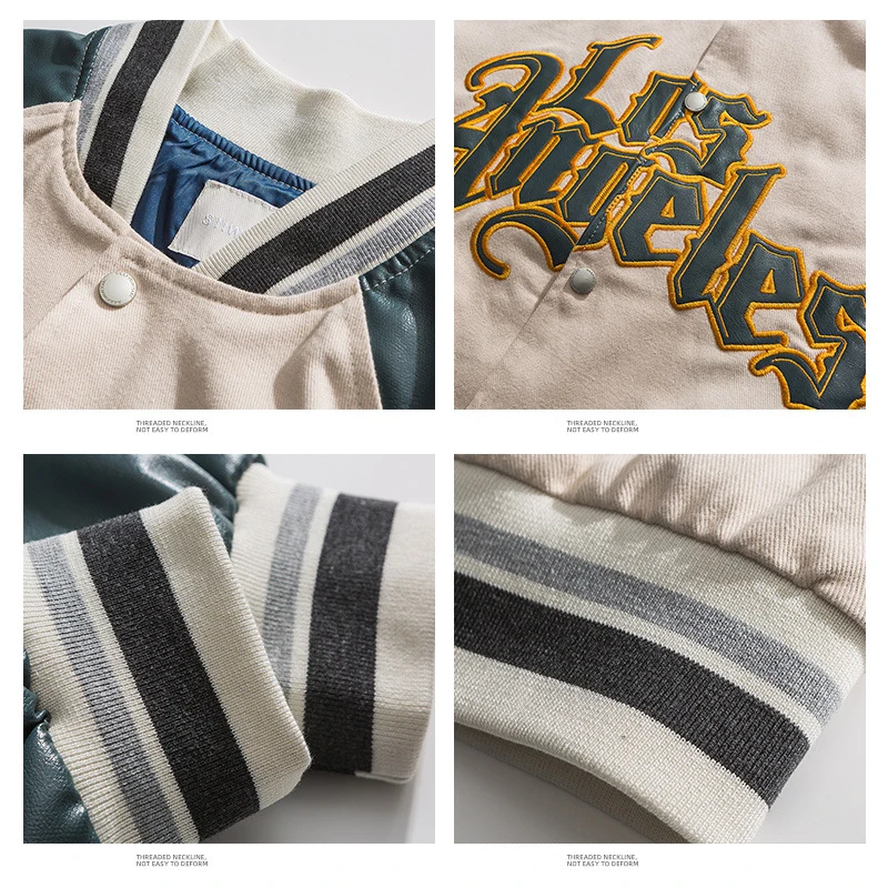 Куртка-бомбер мужская с вышивкой хлопковая бейсбольная куртка в стиле пэчворк