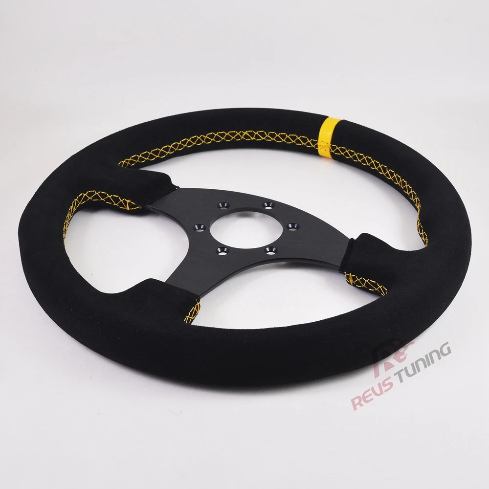 Универсальный 330 мм 13 дюймов замшевый кожаный плоский красный/желтый автомобиль