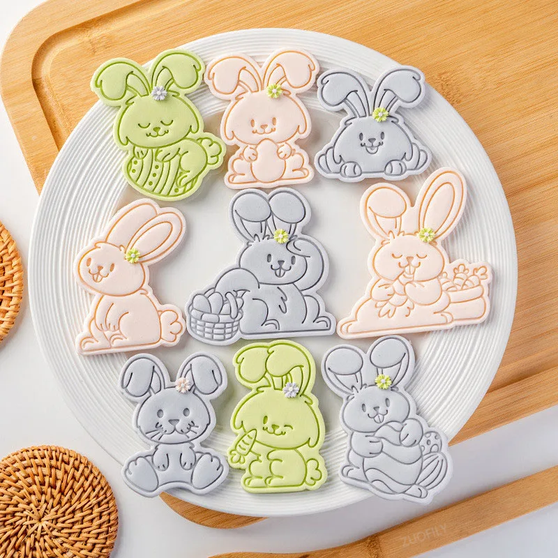 Happy Easter Cookie Embossed Mold New Cartoon Rabbit Egg Fondant Cutter Cute Bunny Pattern Biscuit DIY Baking Tools | Дом и сад