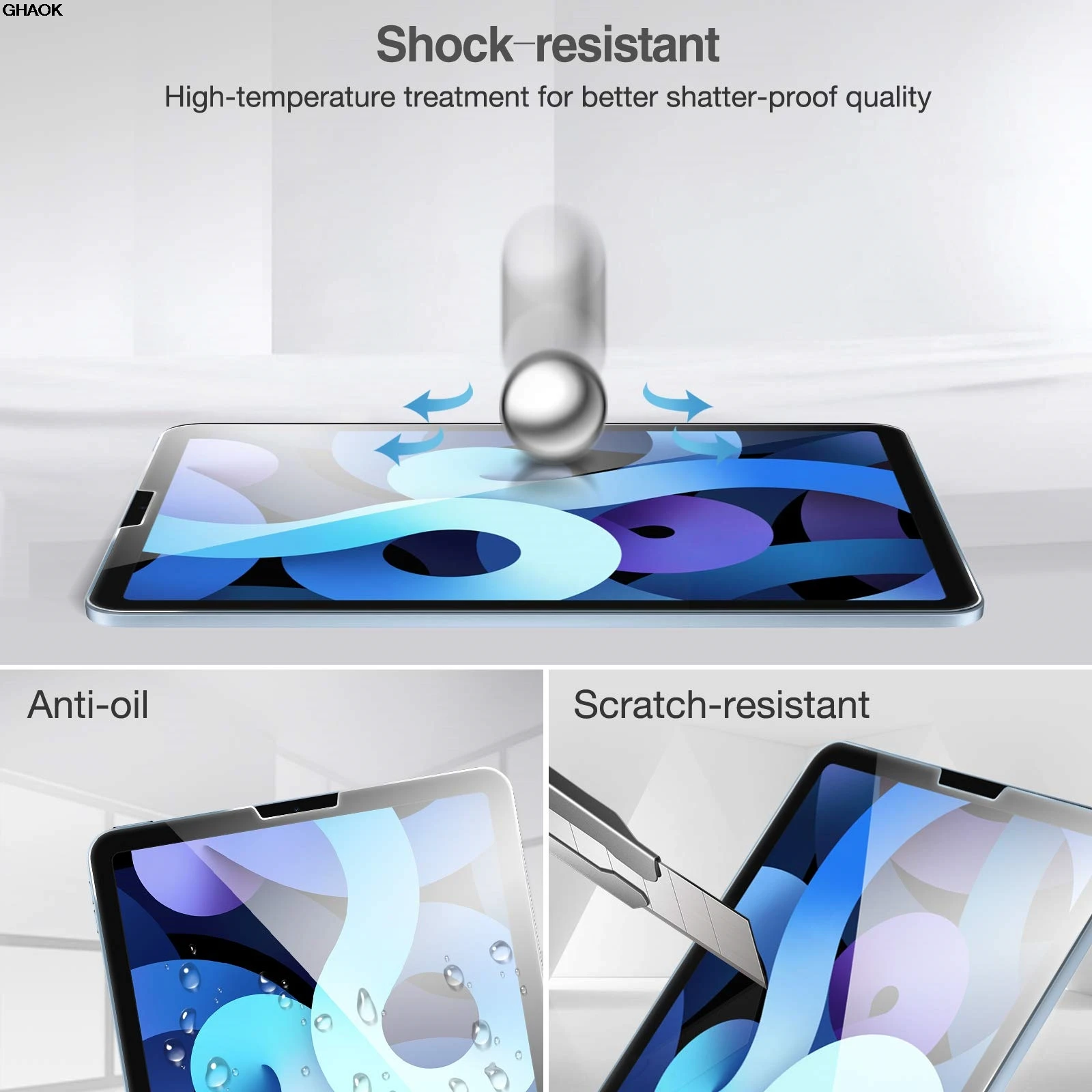 Фото Защитная пленка для экрана для Apple iPad Air Pro 11 дюймов 2024 9,7 10,2 10,5 10,9 4, 5, 6, 7, 8, 9, 10, 11-го поколения, пленка из закаленного стекла №3