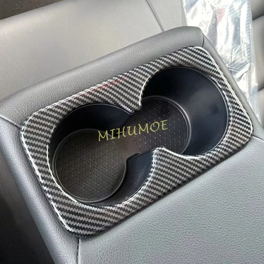 

Interior Rear Seat Cup Holder Cover Trims For Nissan Rogue 2021 2022 2023 Carbon Fiber