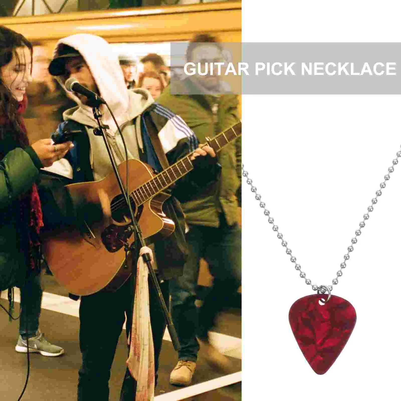 

Stainless Steel Trim Pick Necklace Sweater Music Guitar Necklaces Accessory Miss