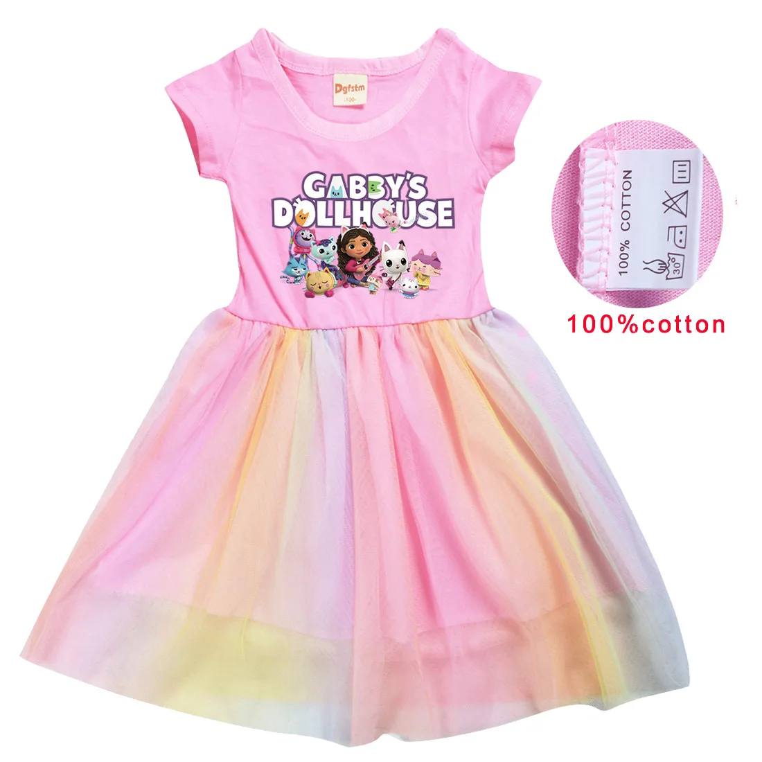 

Gabbys Dollhouse Kids Clothes Summer Baby Girls Dress short Sleeve Dresses Cotton Gabby Cats T-shirt Dress Toddler Dresses