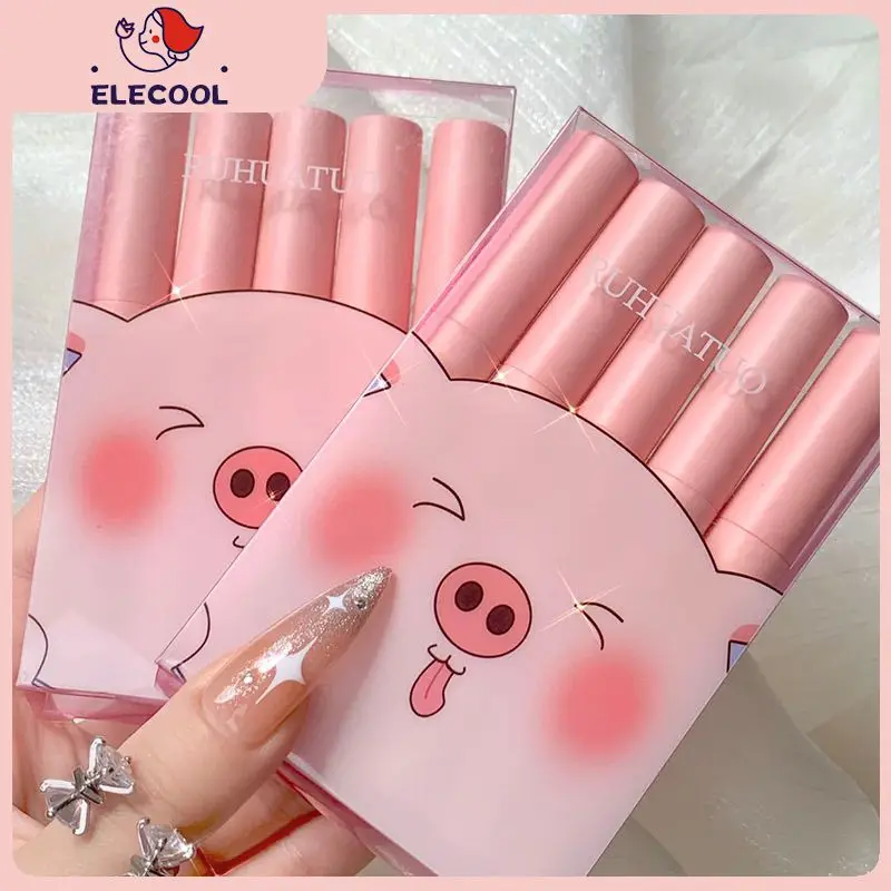 

/set Ruhuatuo Lipstick Glaze Set Moisturize Lip Non-fading Non-stick Cup Matte Velvet Matte White Lipstick Glaze Lips Makeup