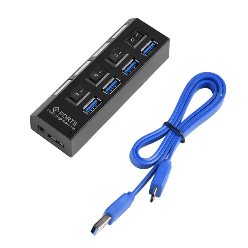 

USB-концентратор 3,0, 4 порта, 5 Гбит/с, с выключателем ВКЛ/ВЫКЛ