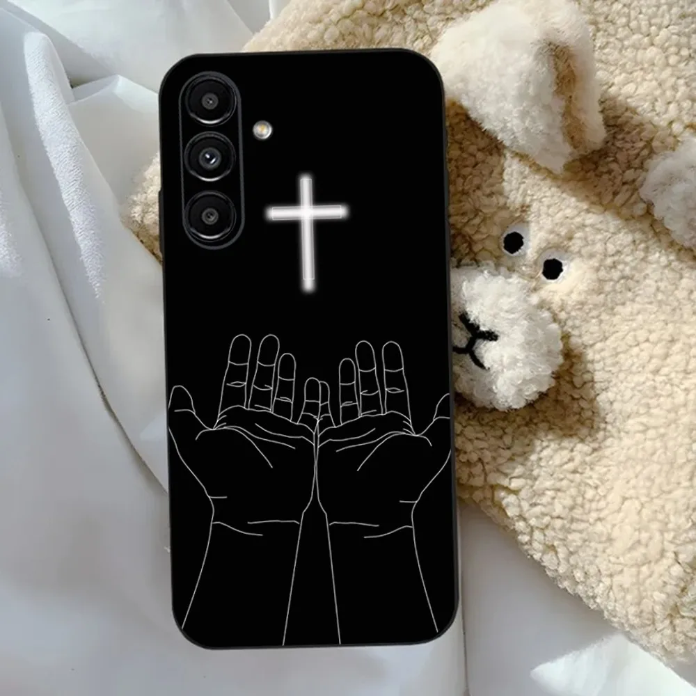 Чехол для телефона с дизайном Christian Cross Samsung S24 23 22 30 21 10 9 Ultra Plus Lite FE 5G черный мягкий