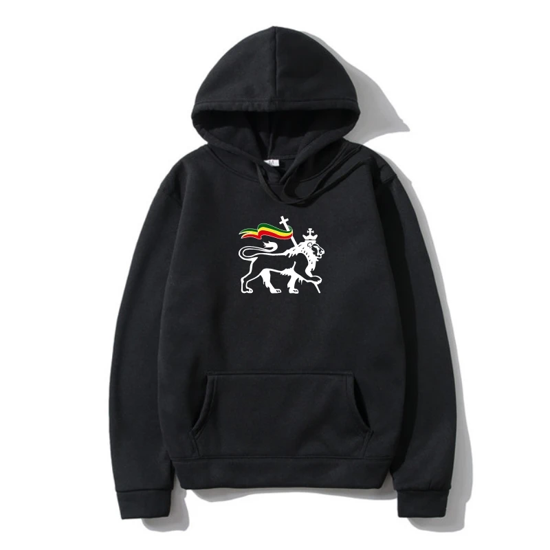 

Lion of Judah carrying Rastafari flag ar rasta weed ganja men Hoodys Outerwear black Outerwear wholesale Hoody custom Environtal