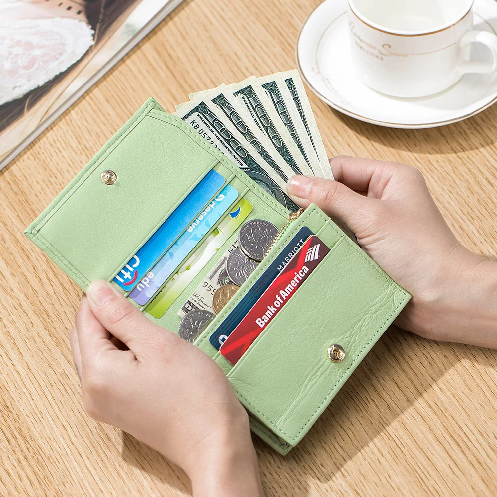 Luxury Quilted Design Women Sheepskin Genuine Leather Wallet Fashion Stripe Card Holder Zipper Female High Quality Coin Purse