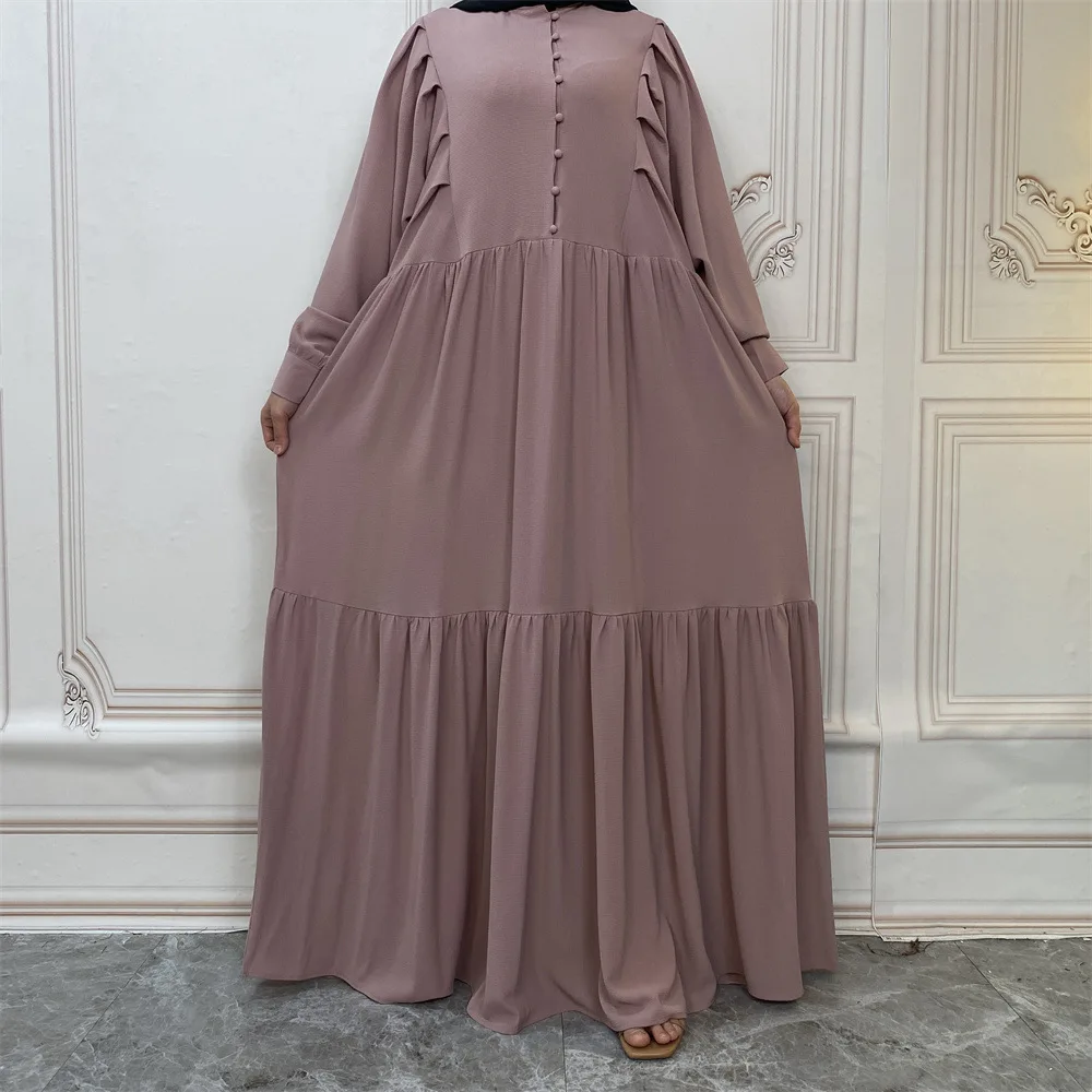 

Chiffon Abaya Dubai Turkey Muslim Fashion Hijab Dress Islam Clothing Button African Dresses for Women Kaftan Vestidos De Mujer