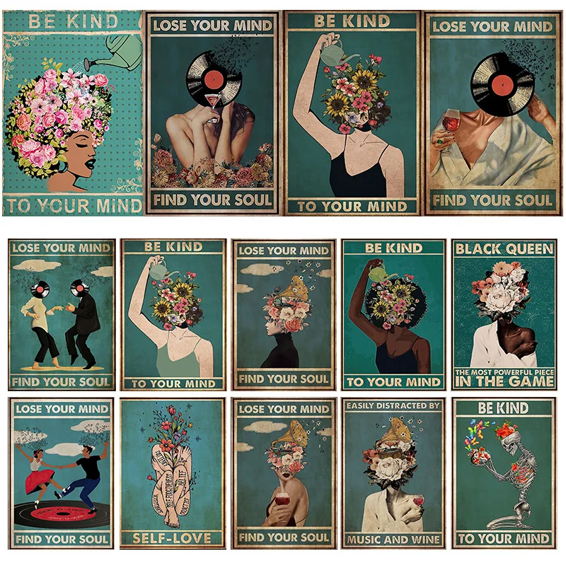 

Modern Decoration Home Beautiful Day Serie Poster flower record figure female living room bedroom creative Art wall painting